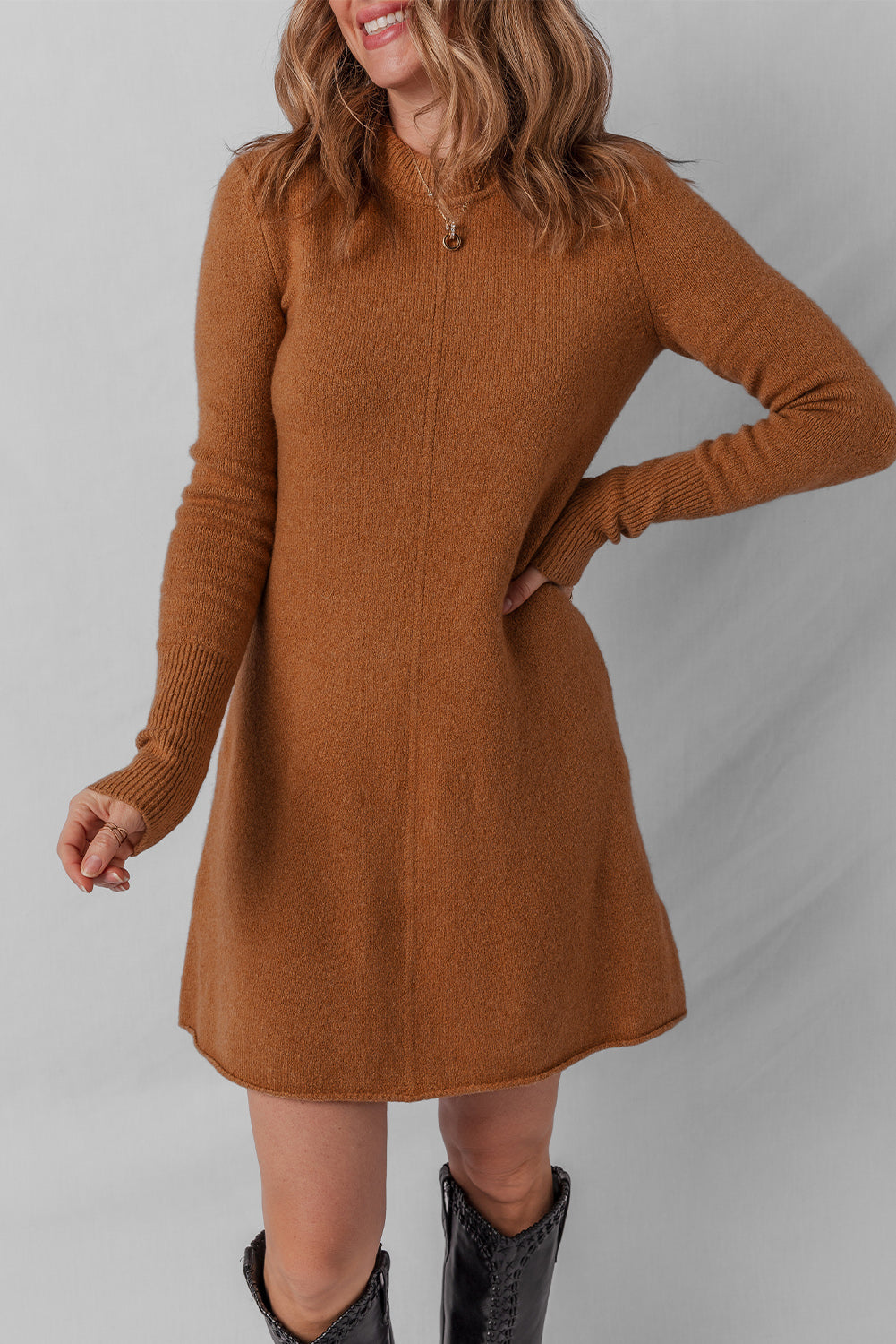 Madeline Ribbed Mini Sweater Dress