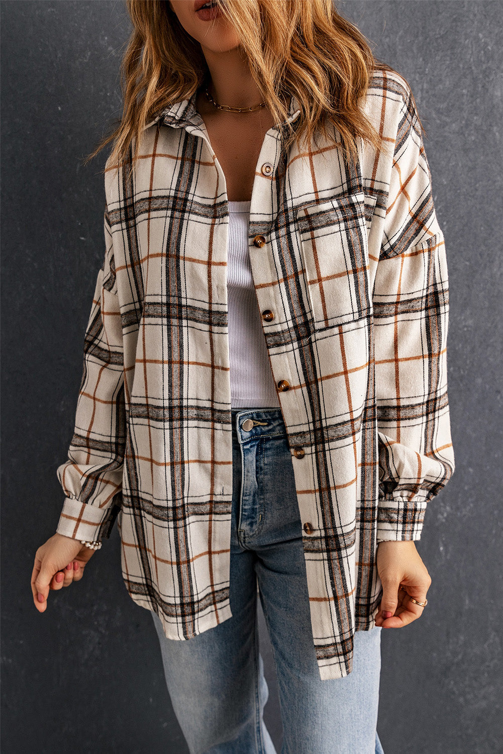 Khloe Oversized Plaid Pattern Shacket