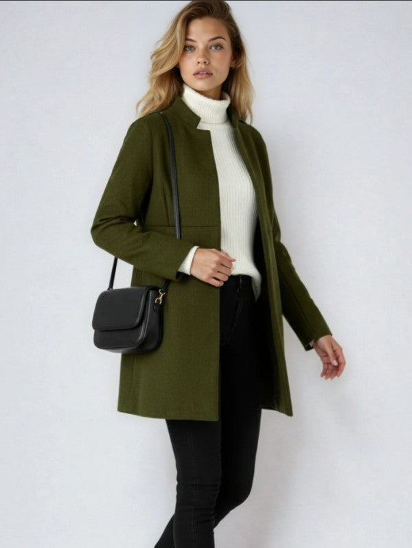 Women's Stand Collar Wool Blend Coat