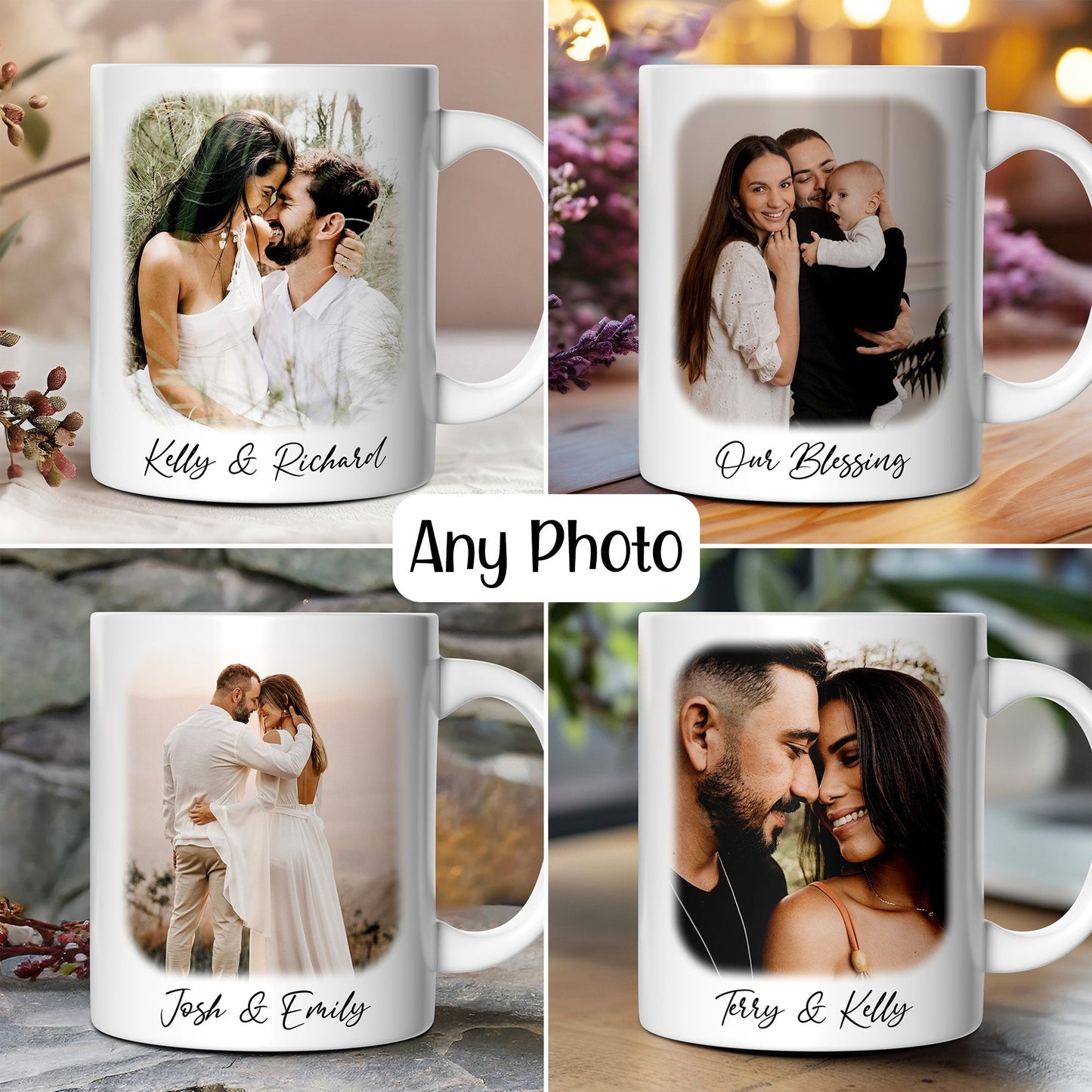 Personalized Photo Mug With Text, Custom Family Gift