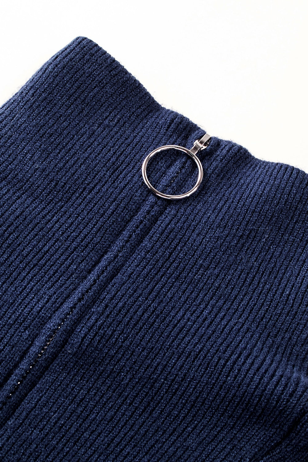 Iris Striped Zip Collared Loose Sweater Mini Dress