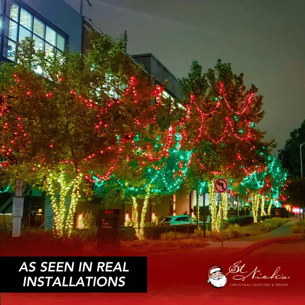 LED Mini Lights 5MM Red Twinkle Green Wire 6" Spacing