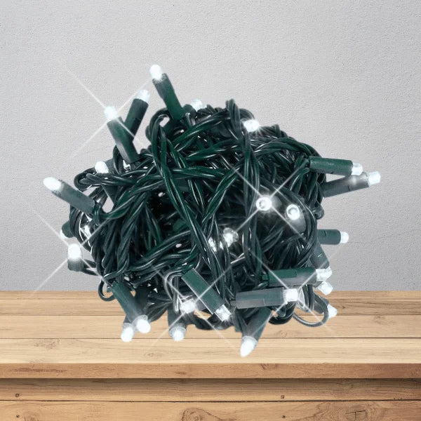 LED Mini Lights 5MM Cool White Twinkle Green Wire 6" Spacing