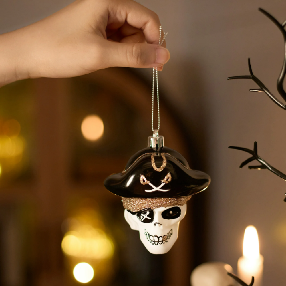 Halloween Christmas Tree Ornaments Set, 70-Piece Black & White Gothic Ornaments