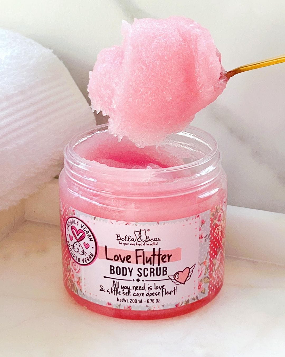 Bella & Bear 6.7oz Vegan & Cruelty Free Love Flutter Body Scrub