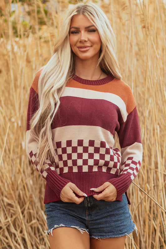 Noelle Checkered Knitted Sweater