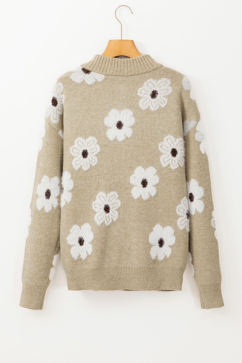 Maria Floral Half Zip Drop Shoulder Sweater
