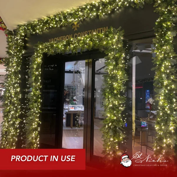 Green Garland with Warm White Lights | 99'X 8"