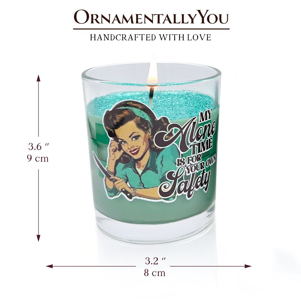 Sassy Retro Girl Dazzling Green Candle, Basil Scented Brunette Girl Funny Gift