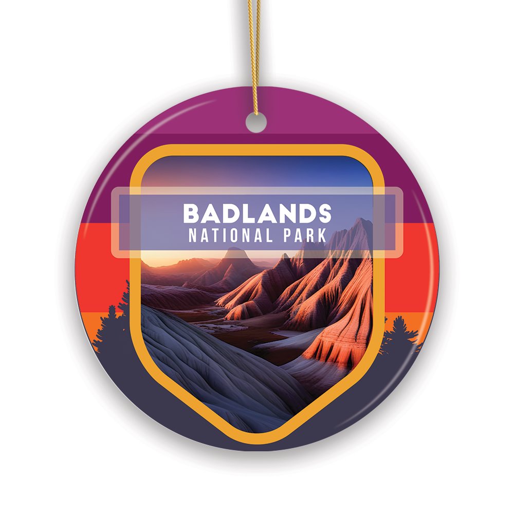 Badlands National Park Retro Style Ornament, South Dakota Tourist Attraction and Gift