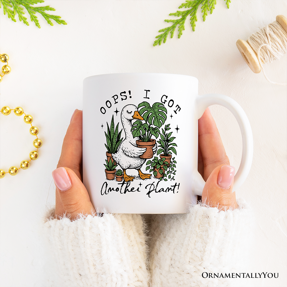 Oops I Got Another Plant Goose Personalized Mug, Sarcastic Gardening Humor Gift with Custom Name