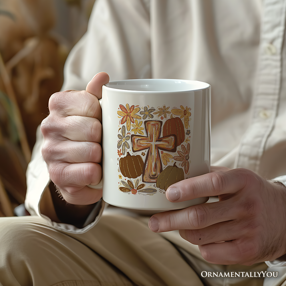 Fall Blessings Personalized Mug, Autumn Christian Faith Gift with Custom Name