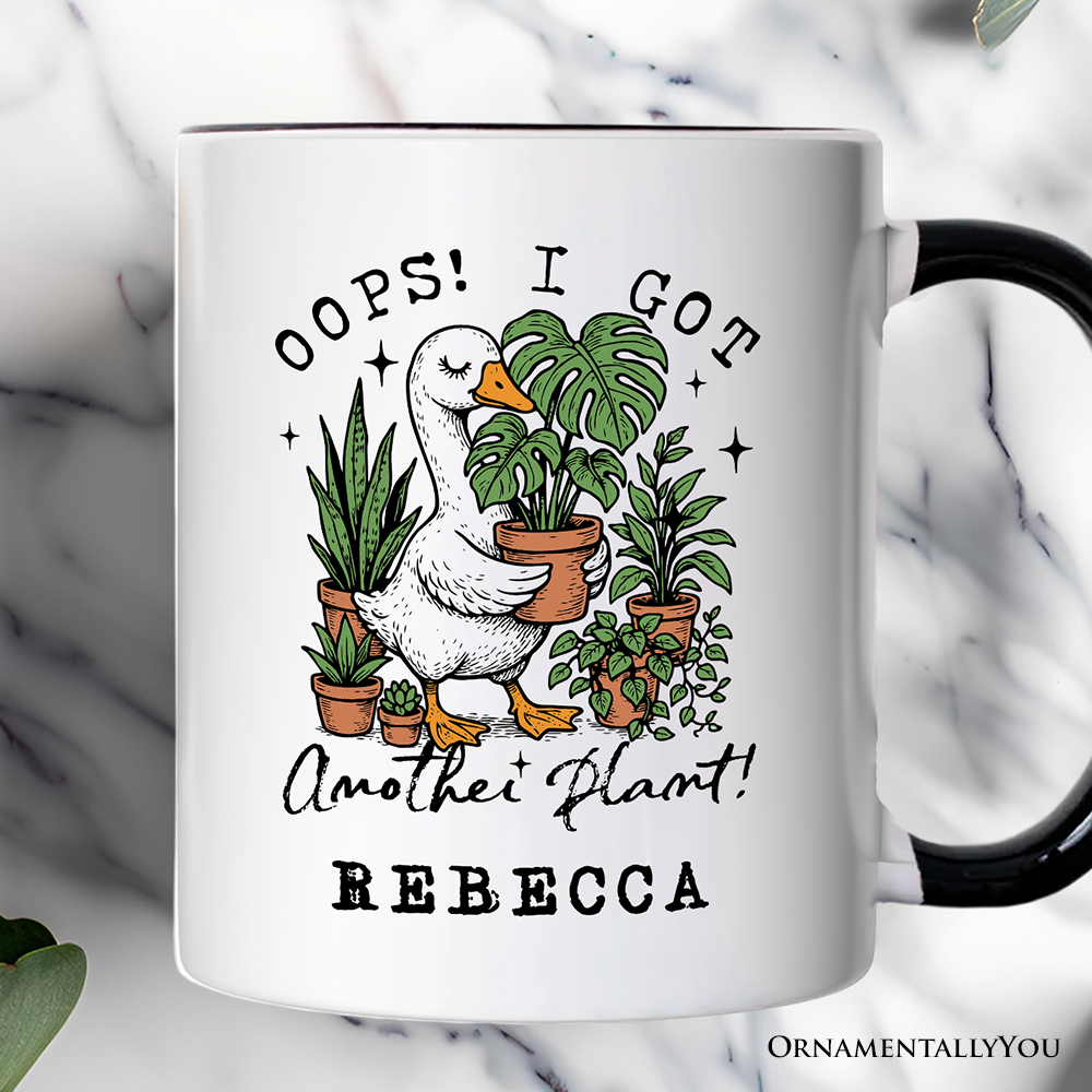 Oops I Got Another Plant Goose Personalized Mug, Sarcastic Gardening Humor Gift with Custom Name