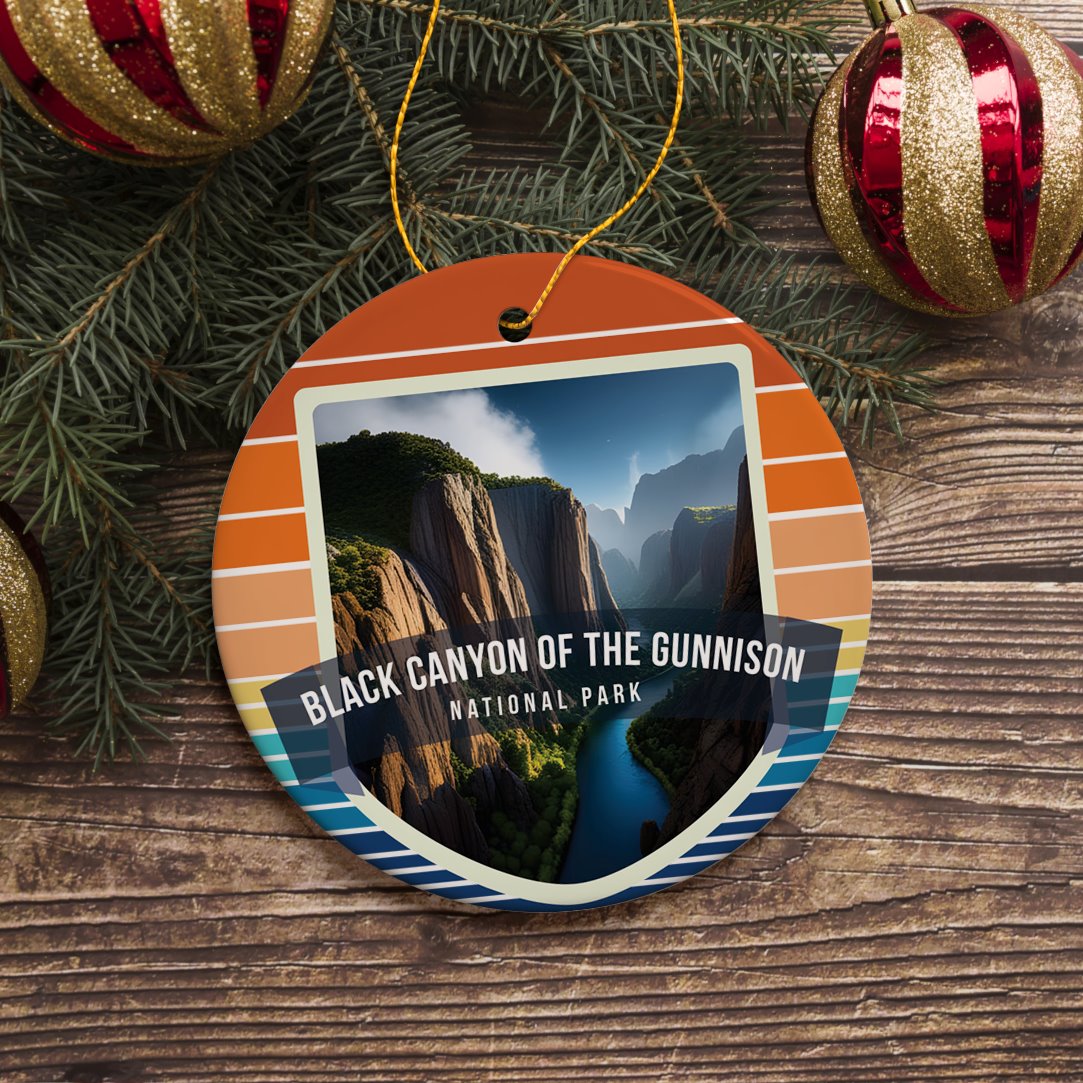 Black Canyon of Gunnison National Park Retro Style Ornament, Colorado Tourist Attraction and Gift