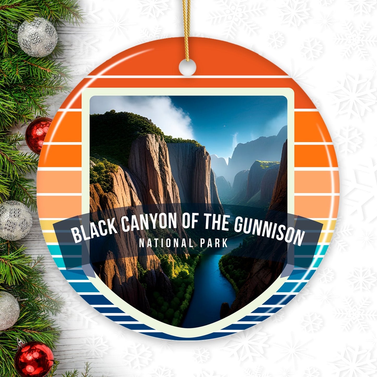 Black Canyon of Gunnison National Park Retro Style Ornament, Colorado Tourist Attraction and Gift