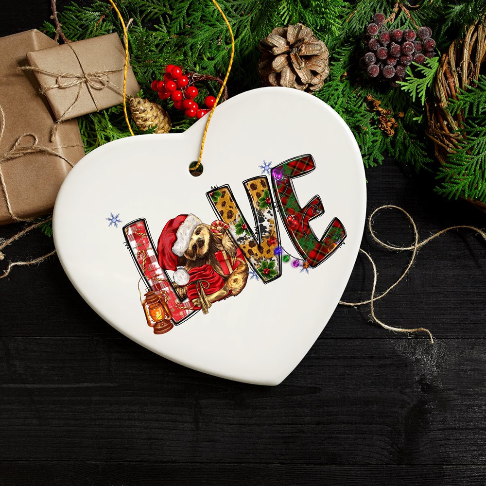 Cozy Sloth Cheerful Christmas Ornament, Lazy & Cute Animal Holiday Decoration