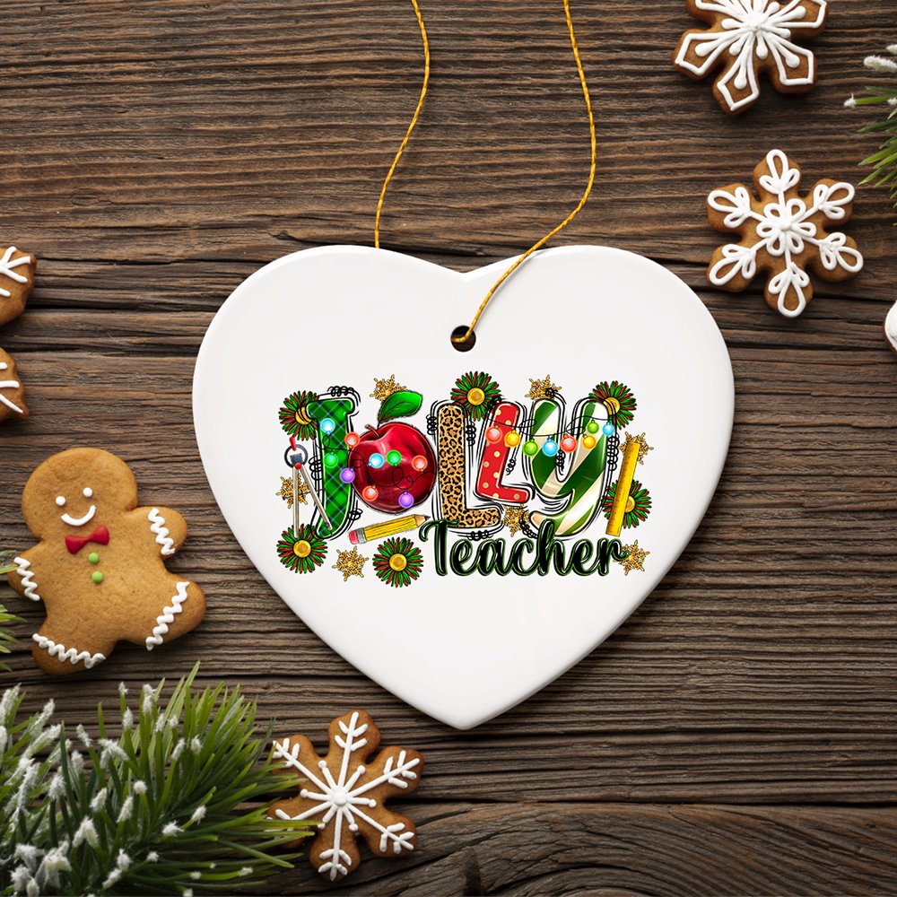 Jolly Teacher Mentor and Instructor Holiday Gift, Christmas Ornament for School Class