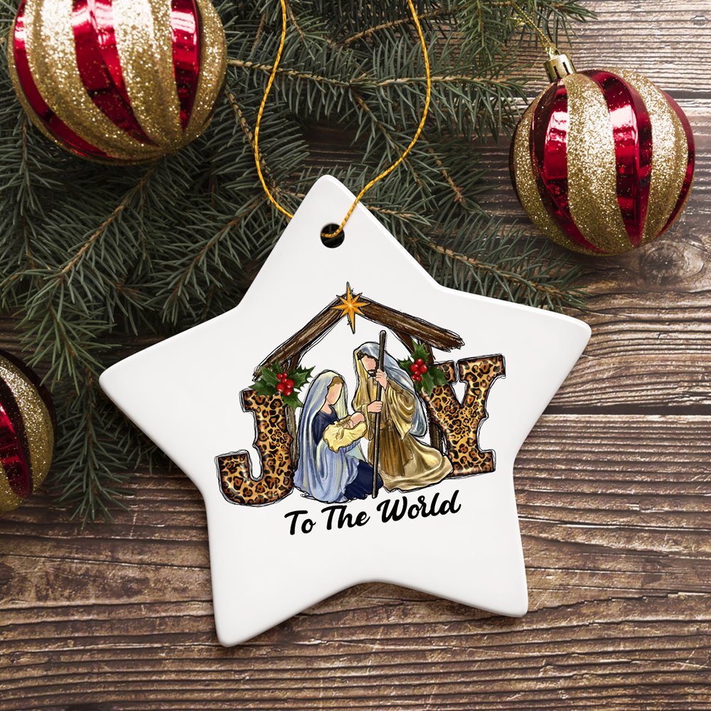 Joy to the World Religious Nativity Christmas Ornament, Birth of Jesus Holiday Decoration