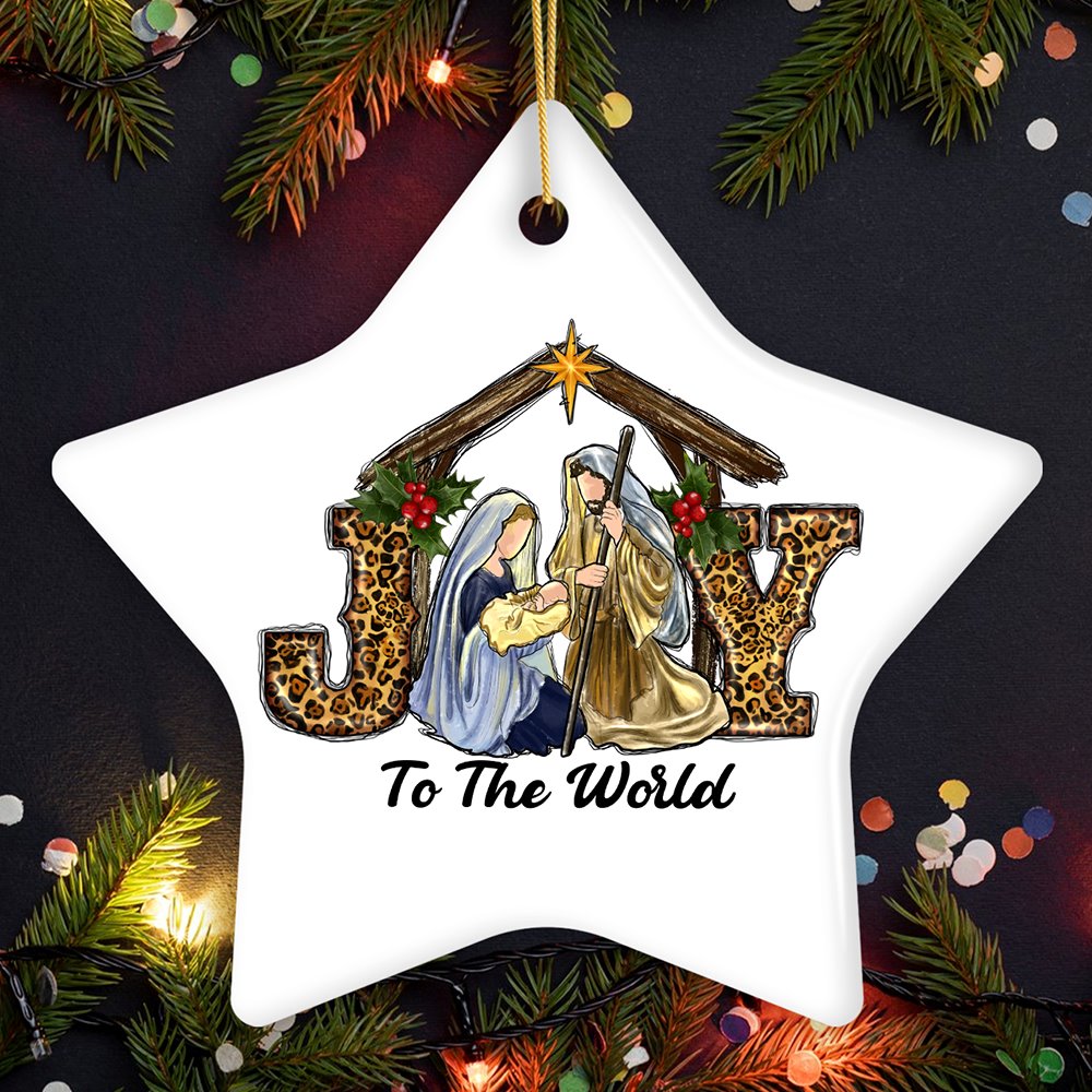 Joy to the World Religious Nativity Christmas Ornament, Birth of Jesus Holiday Decoration