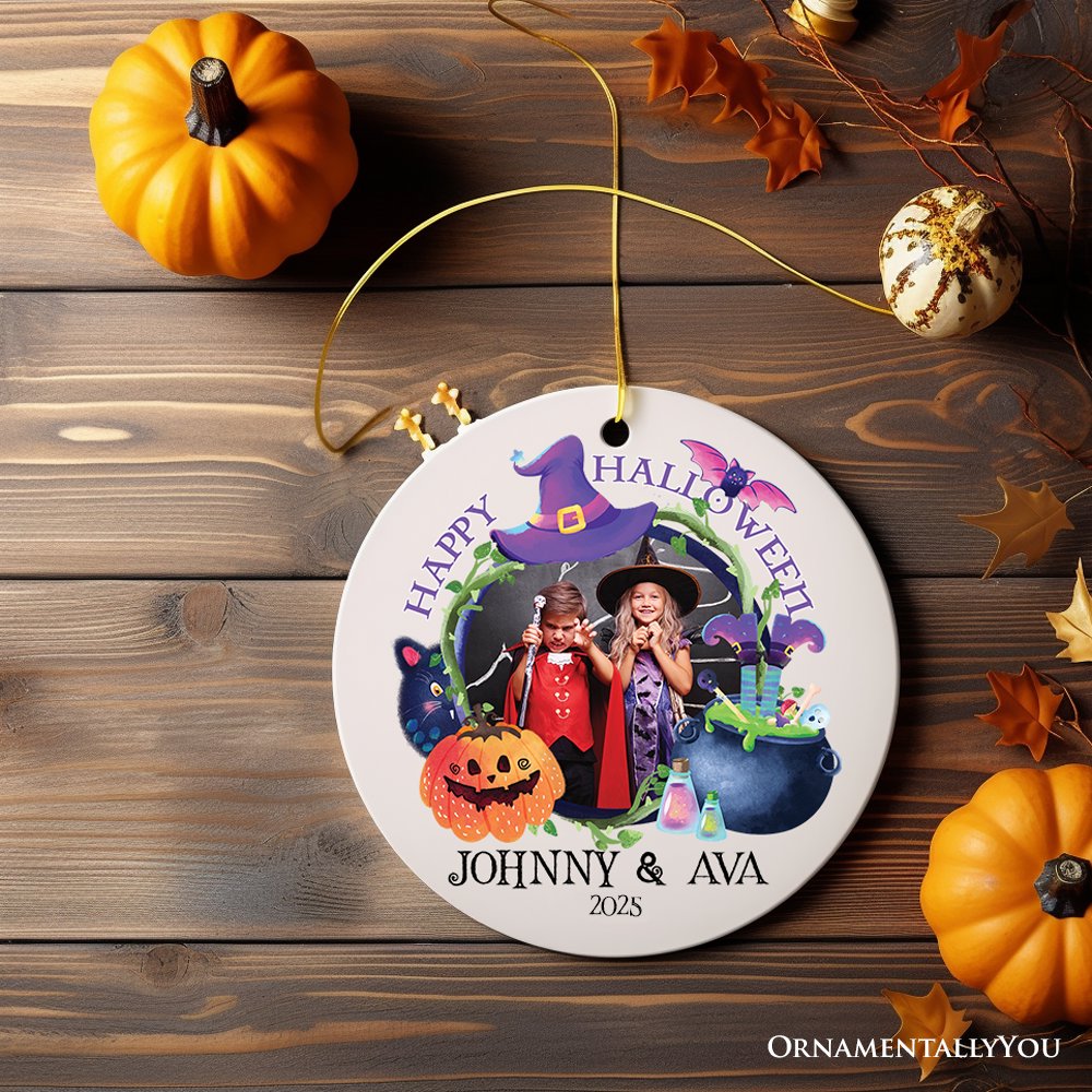 Festive & Colorful Children Halloween Custom Photo Ornament, Fun Costume Party Gift