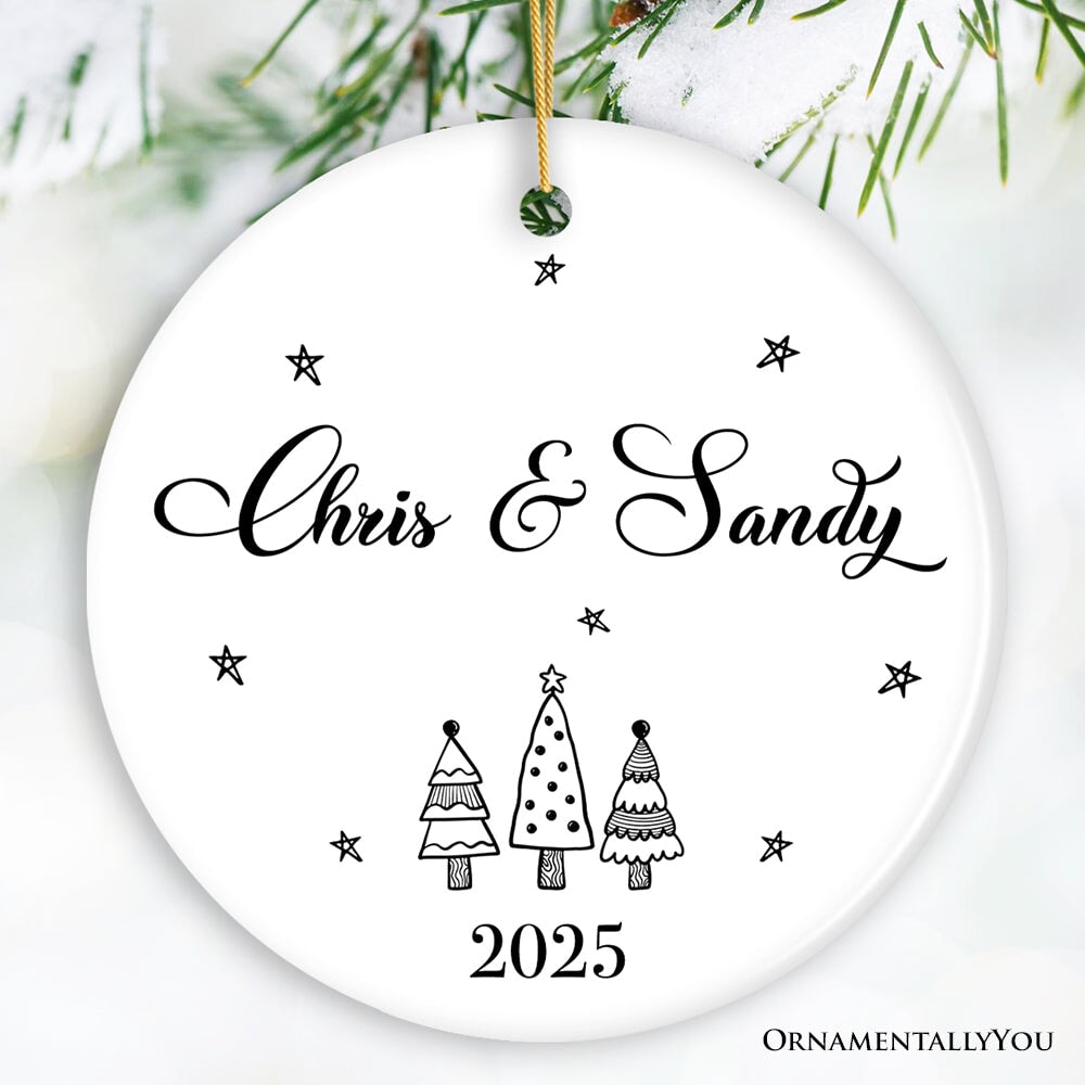Minimalist Couple Personalized Simple Christmas Ornament with Custom Name