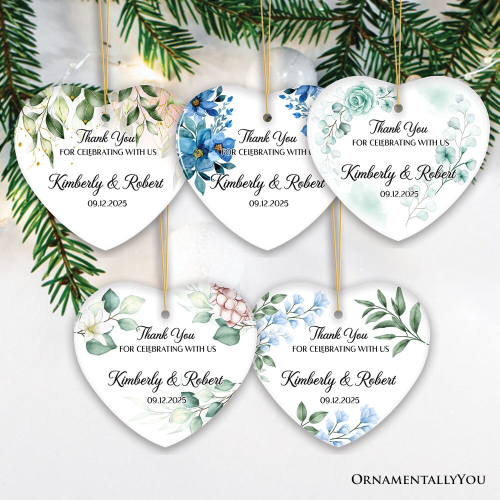 Elegant Wedding Favors Personalized Heart Ornament, Ideas for Guests, Small Christmas Souvenir