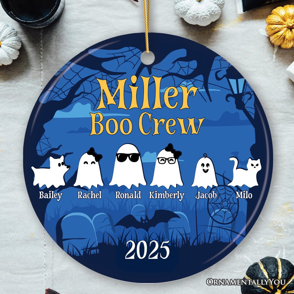 Halloween Ghost Family Members Personalized Ornament, Cute Boo Crew Gift, Spooky Season Home Decor