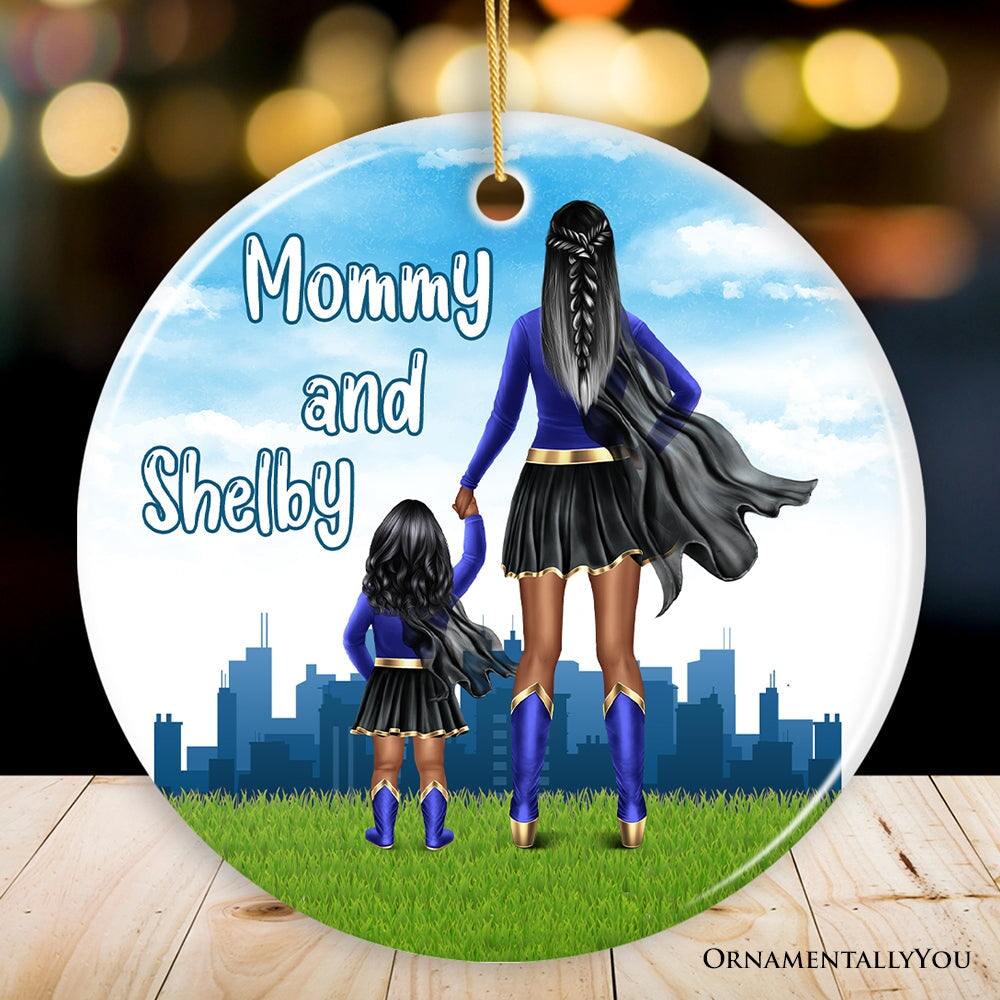 Superhero Mom and Daughter Personalized Ornament, Wonder Woman Christmas Gift for Mother with Child