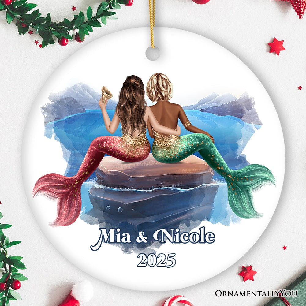 Best Friends Artistic Female Mermaids Ornament, Personalized Girls Gift