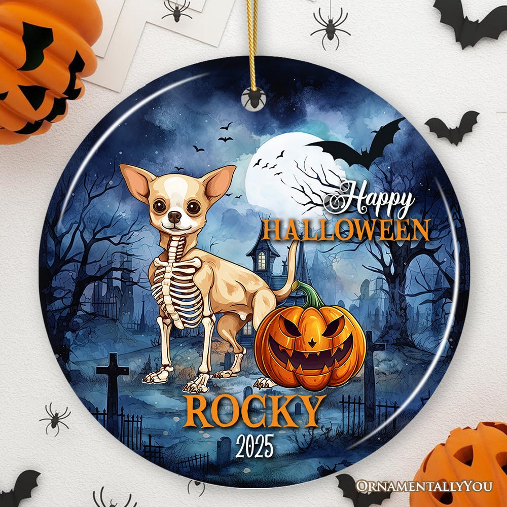 Unique Halloween Skeleton Dog Personalized Ornament, Spooky Season Breed Pet Home Decor