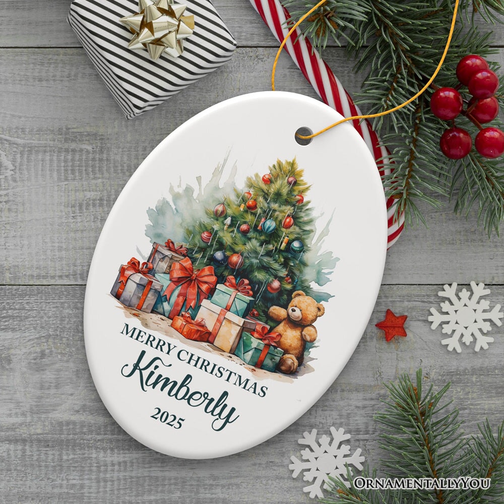 Joyous Christmas Tree Personalized Ornament, Cute Gift With Custom Name