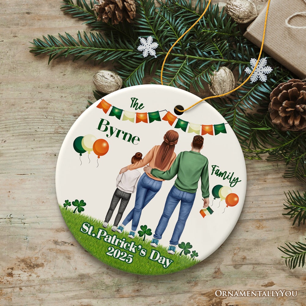 St Patricks Day Personalized Family Ornament, Irish Themed Customized Gift for St Pattys