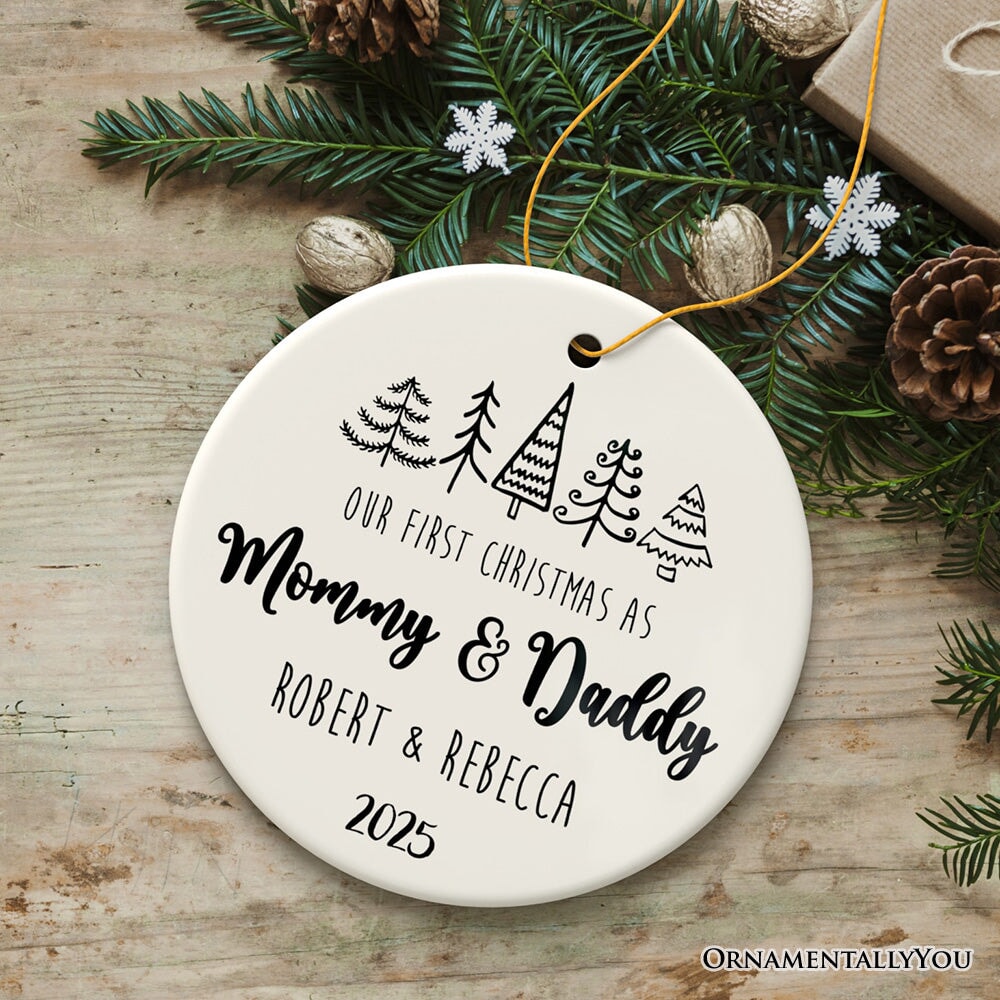 First Christmas as Mommy and Daddy Personalized Ornament, Keep Sake for Parents after First Born Baby