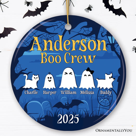 Halloween Ghost Family Members Personalized Ornament, Cute Boo Crew Gift, Spooky Season Home Decor