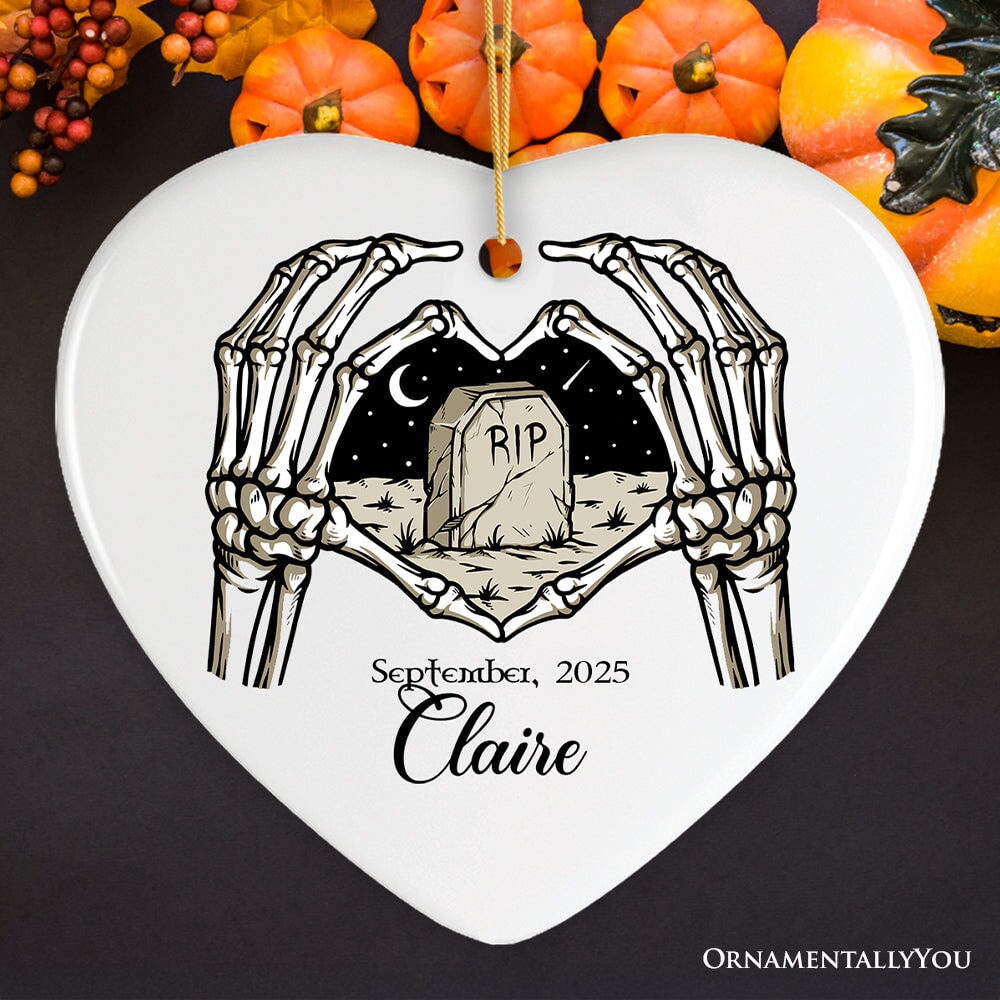 Rest In Peace Skeleton Keepsake Ornament, Halloween Themed Memorial Gift