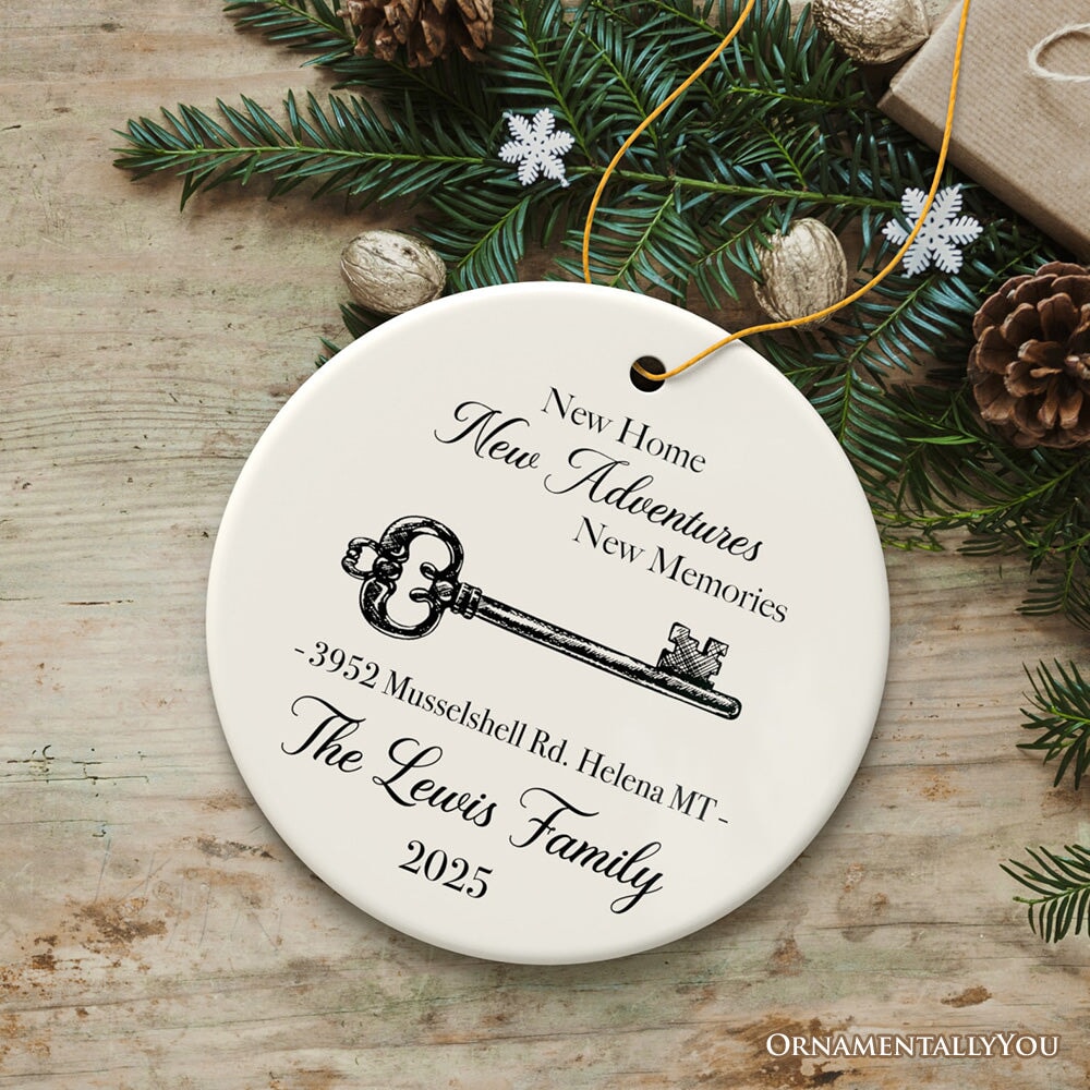 Housewarming Personalized Ornament, New Home New Memories Custom Christmas Keepsake Gift