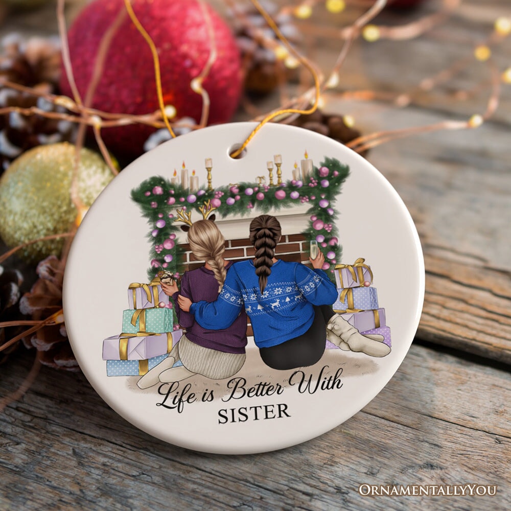 Besties Forever Personalized Christmas Ornament, Sisters or Bestfriends Womens Gifts
