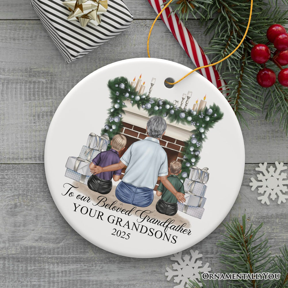 Grandpa and Grandsons Personalized Christmas Ornament, Grandfather Holiday Gift
