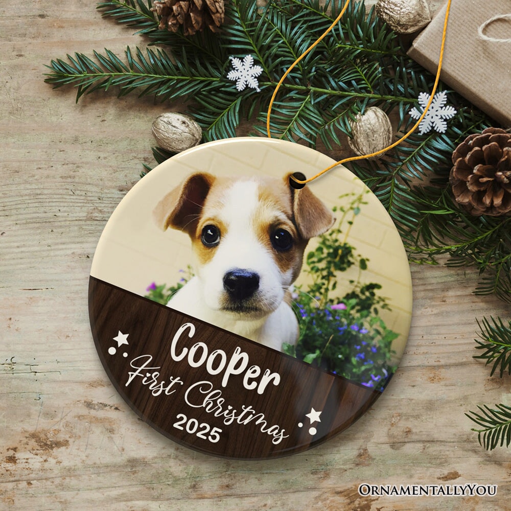 Puppy First Christmas Personalized Ornament, Baby Dog Custom 1st Xmas Gift