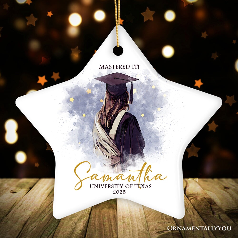 Artistic Graduation Gift Personalized Christmas Ornament, Watercolor Art Style Student