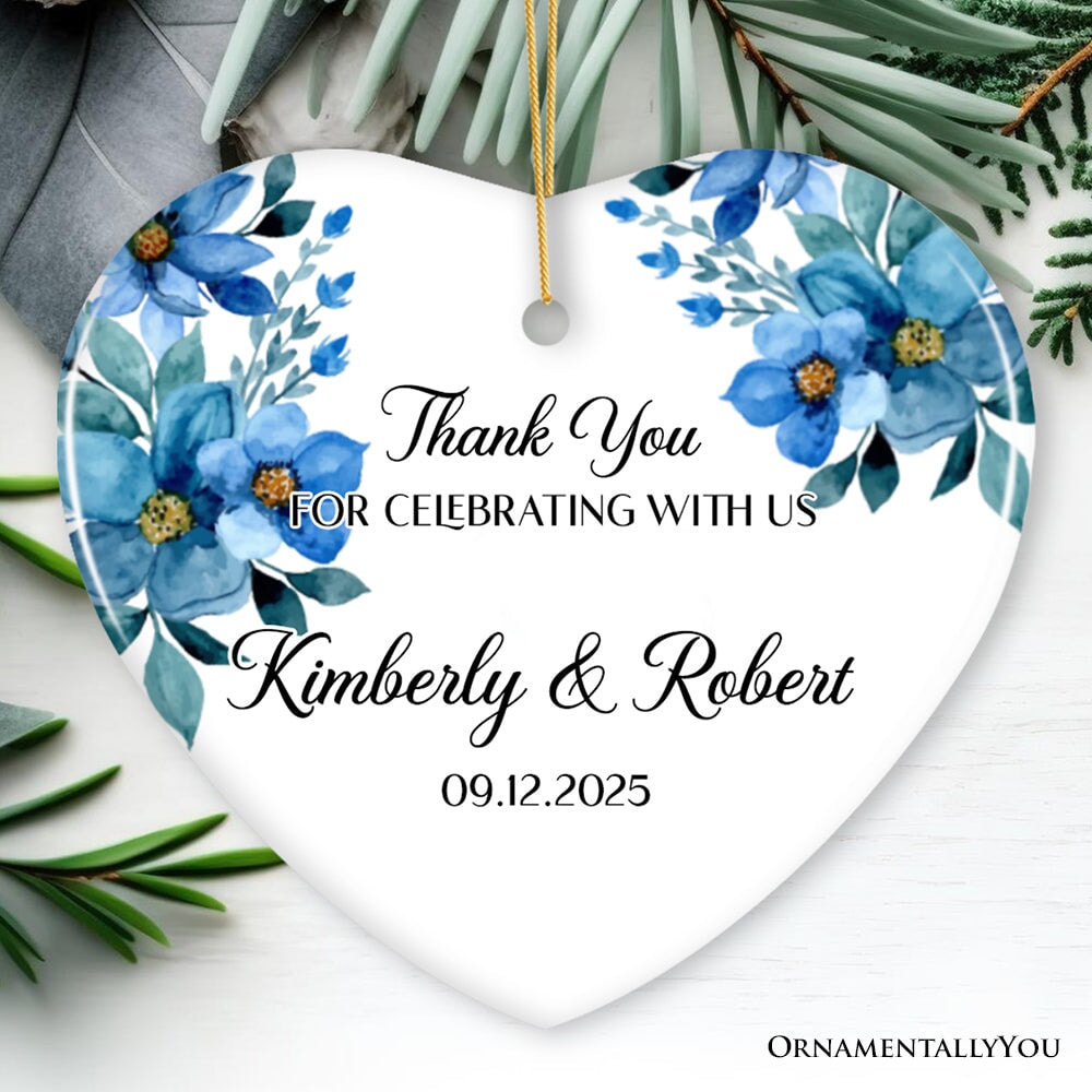 Elegant Wedding Favors Personalized Heart Ornament, Ideas for Guests, Small Christmas Souvenir