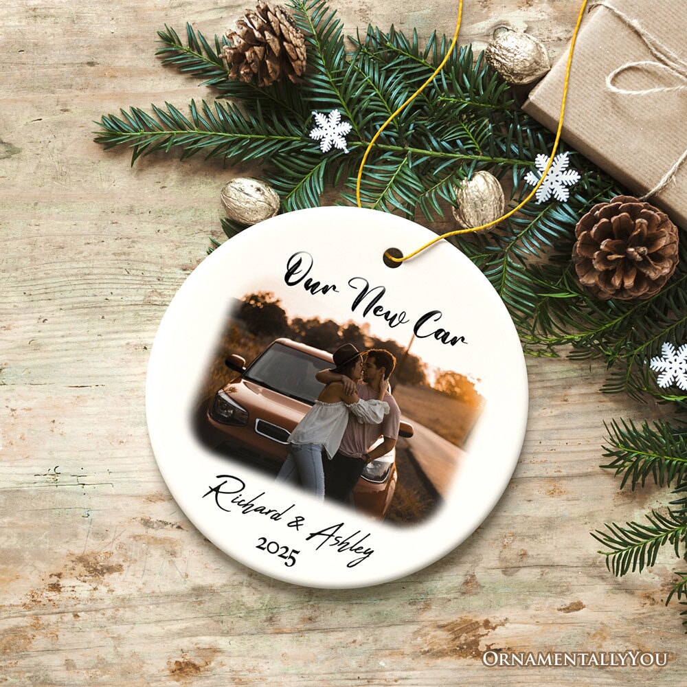 Personalized First Car Photo Ornament, New Driver Picture Custom Christmas Family Gift