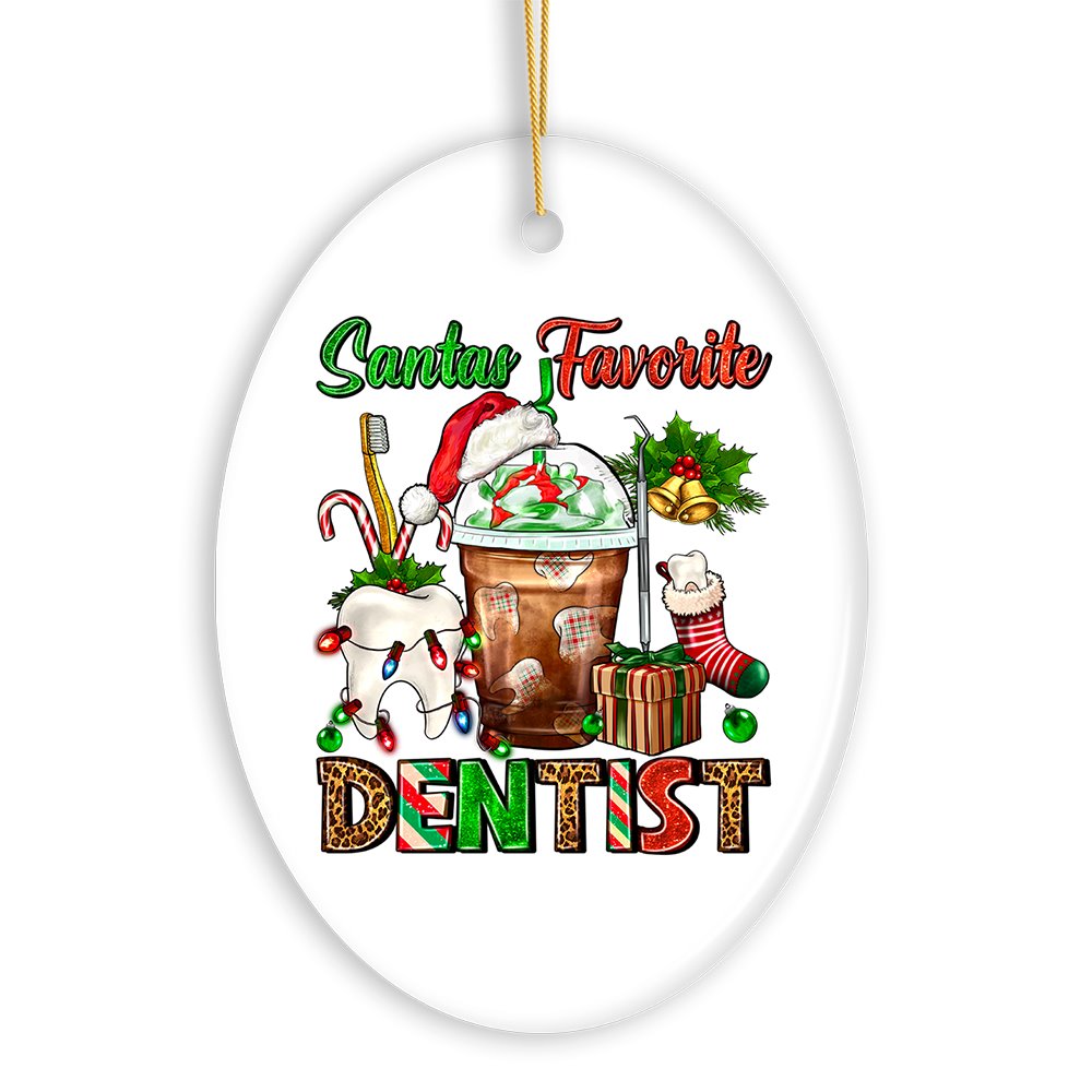Festive Holiday Santa’s Favorite Dentist Christmas Ornament, Dental Gift