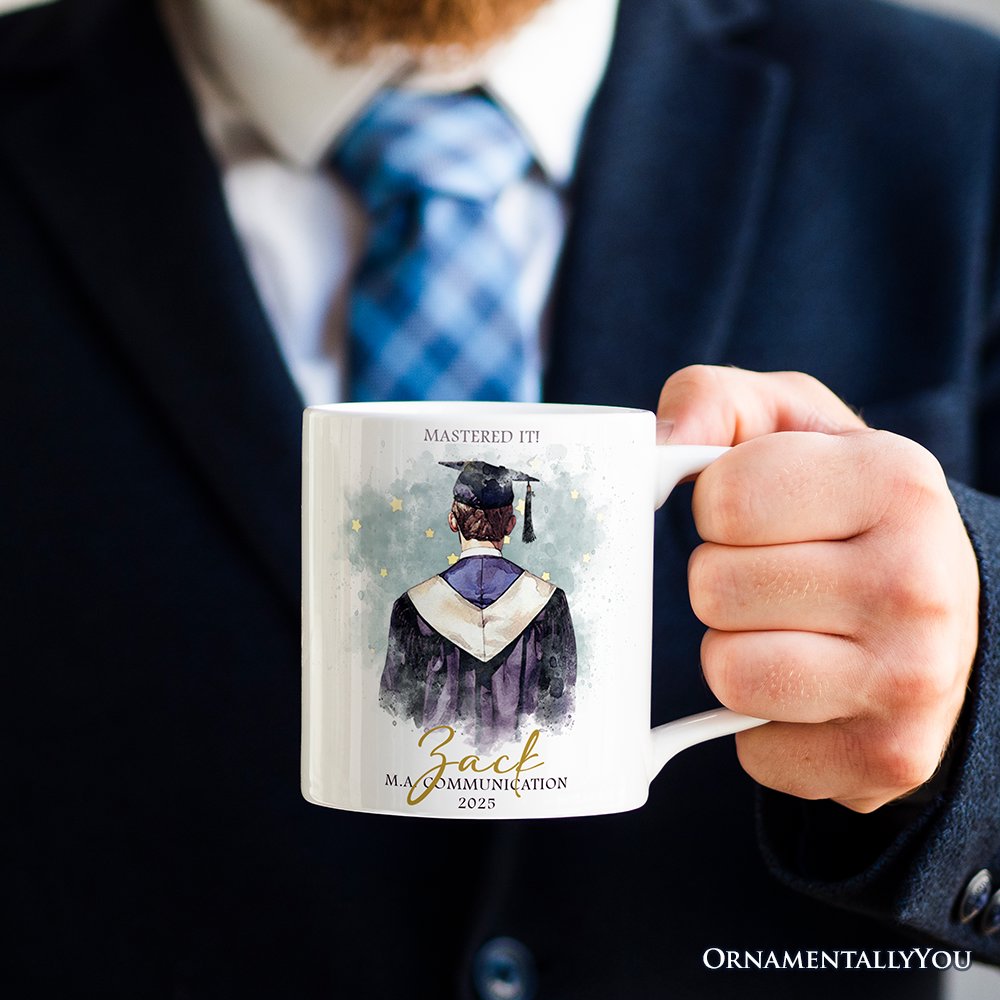 Male Graduation Personalized Mug, Student Custom Gift with Name
