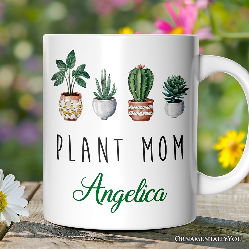 Minimalist Plant Mom Personalized Mug, Custom Gift with Name for Plant Lovers