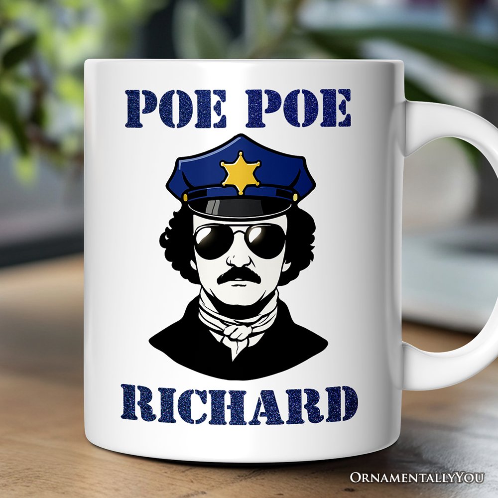 Police Edgar Allan Poe Poe Personalized Mug, Funny Gift with Custom Name