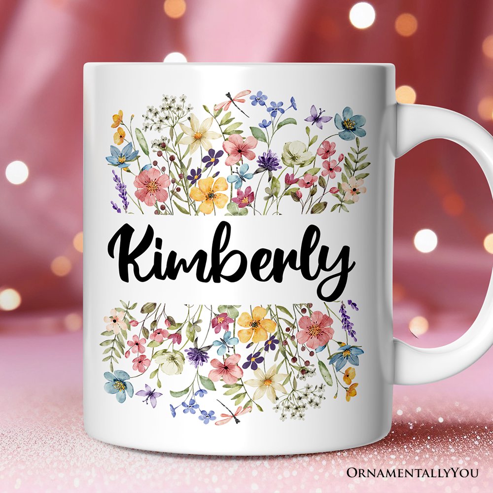Wildflowers Personalized Mug, Flowers Custom Gift with Name for Women