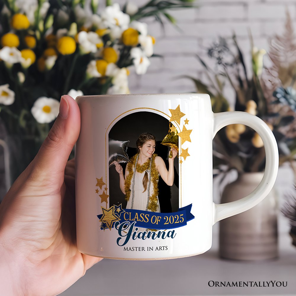 Graduation Photo Upload Personalized Mug, Prom Party Custom Gift with Name