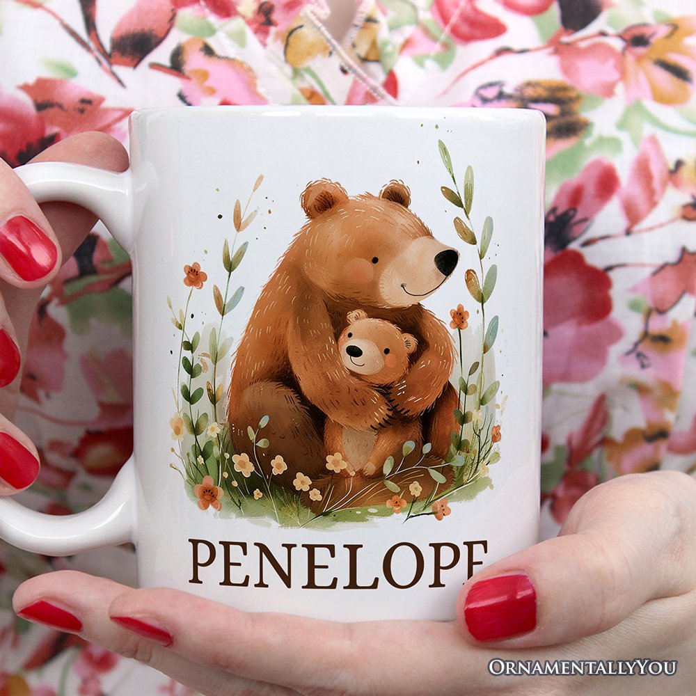 Mom and Baby Bear Personalized Mug, Mother's Day Custom Gift with Name
