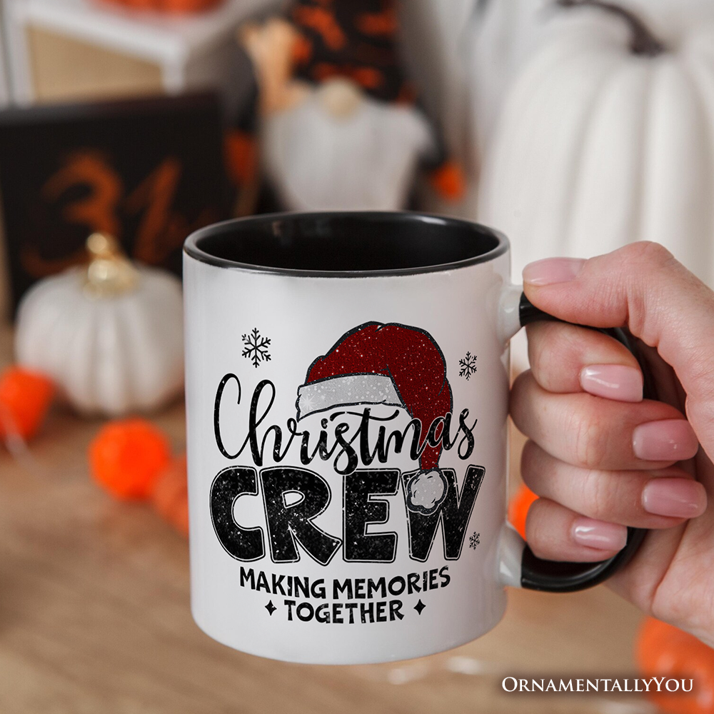 Christmas Crew Personalized Mug, Glitter Santa Hat Gift with Custom Name for Making Memories